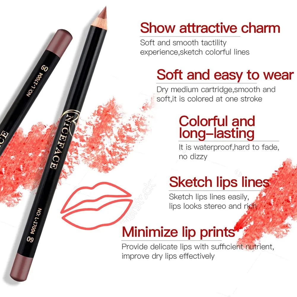 12 Colors/Set Lip Liner,Waterproof Long-lasting Lip Liner Pencil,Matte Lipliner Set Makeup Cosmetic