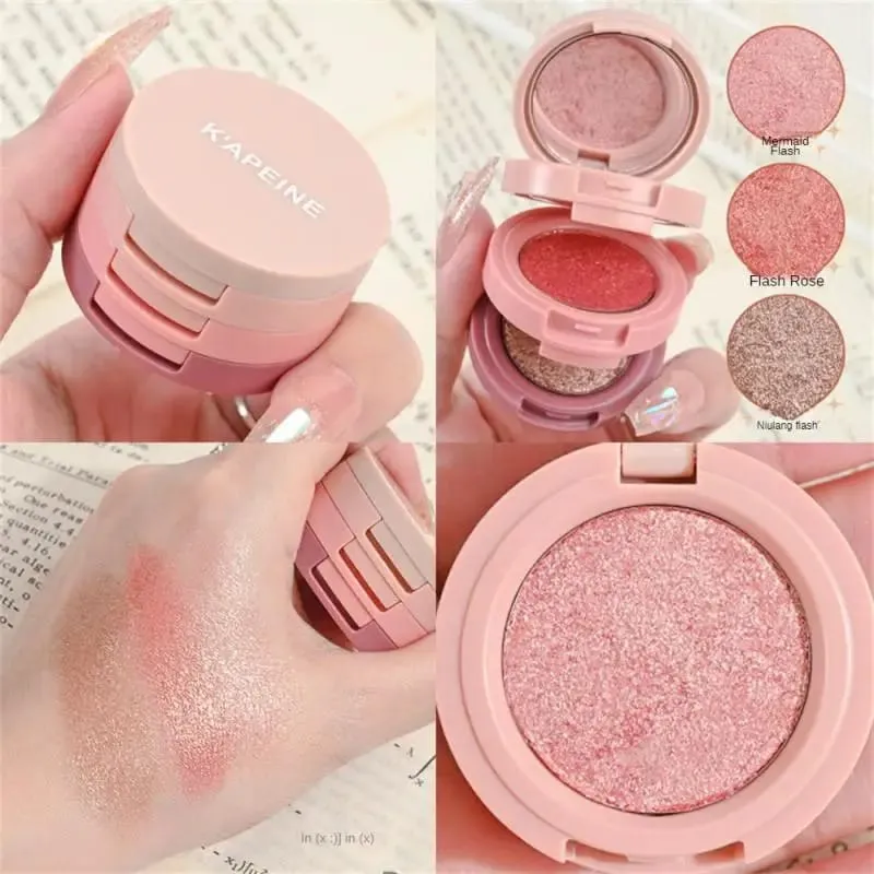 3 in 1 Matte Highlighter Blush Palette Pearly Blush Shiny Eyeshadow Face Makeup Palette