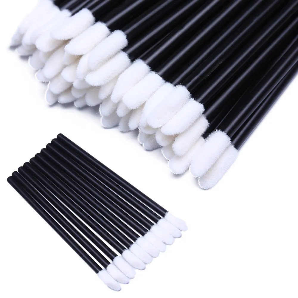 300pcs Disposable Lip Brush Lip Gloss Applicators Lipstick Wands Tool Kits (300) 300 Black