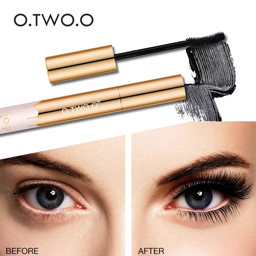 3D Mascara for Lengthening Black Lashes - Eyelash Extension with Eye Lashes Brush, Beauty Makeup for Long-Wearing Gold Color Mascara.