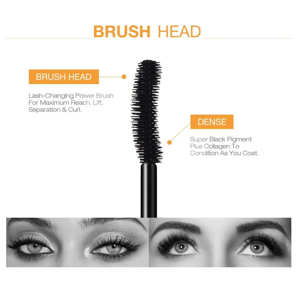 3D Mascara for Lengthening Black Lashes - Eyelash Extension with Eye Lashes Brush, Beauty Makeup for Long-Wearing Gold Color Mascara.