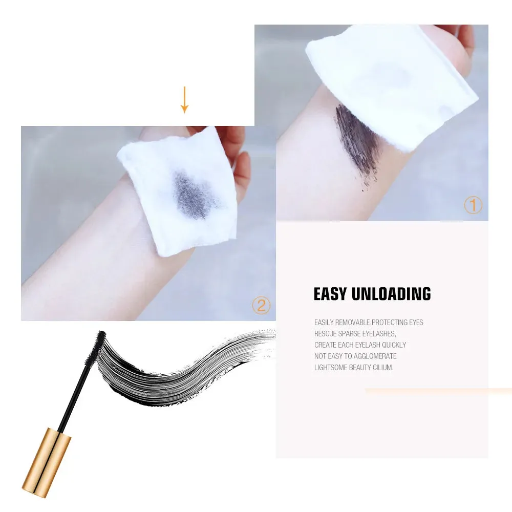 3D Mascara for Lengthening Black Lashes - Eyelash Extension with Eye Lashes Brush, Beauty Makeup for Long-Wearing Gold Color Mascara.