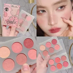 6 Color Miss Lara Blush Palette Long Lasting Natural Cheek Blusher Highlighter Cosmetic