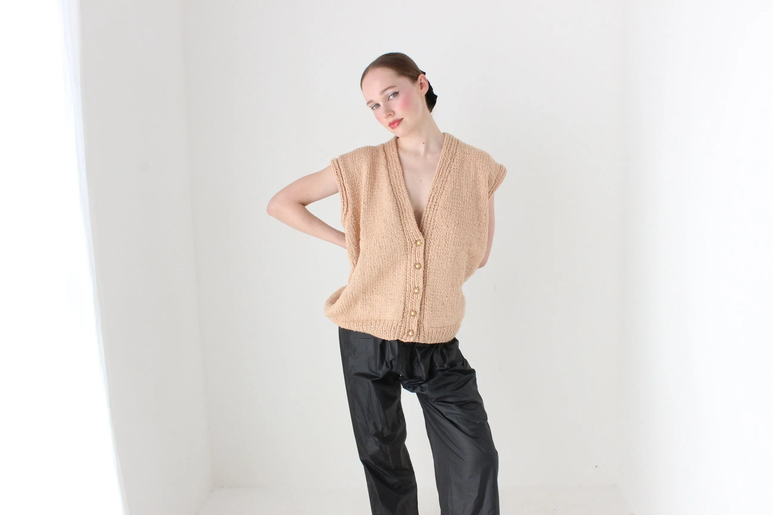 BALLETCORE 80s Hand Knit Oversized Sweater Vest