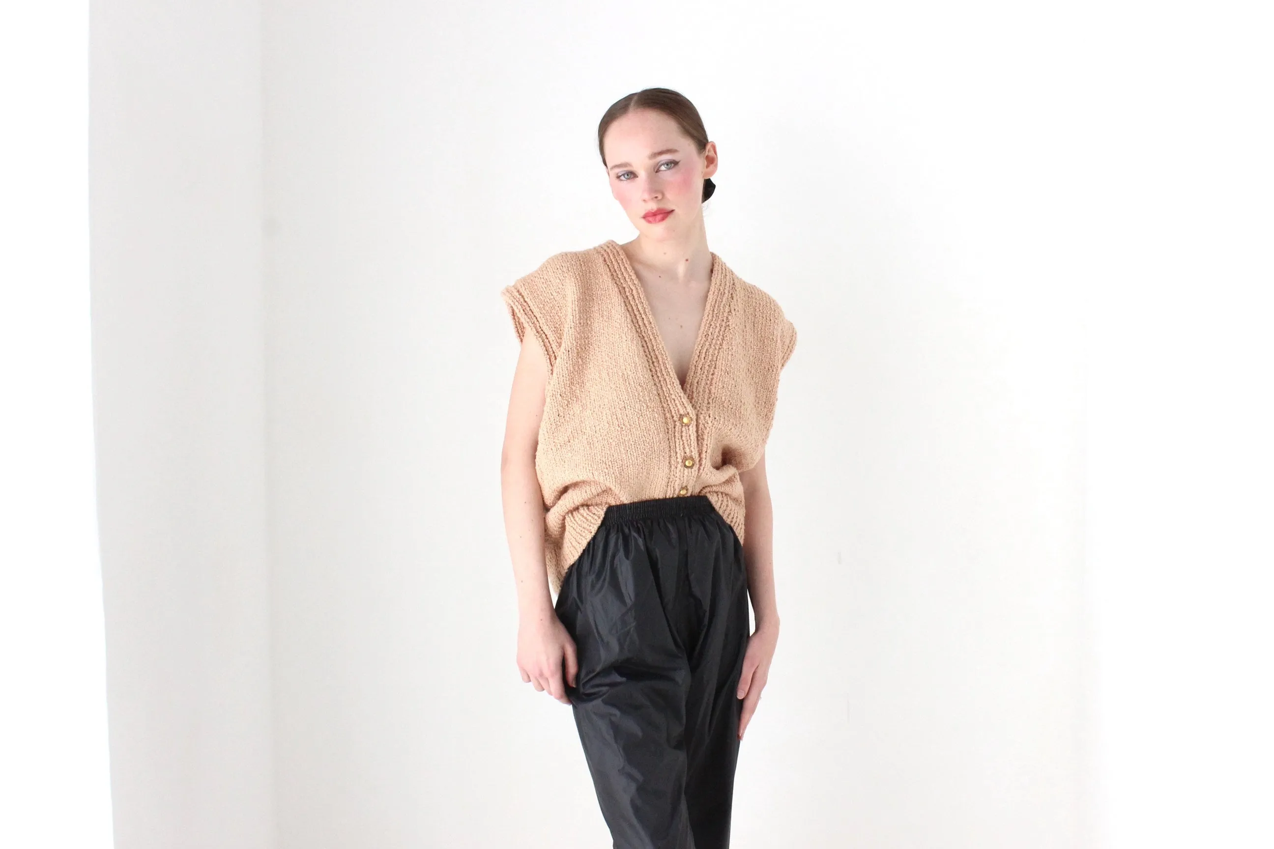 BALLETCORE 80s Hand Knit Oversized Sweater Vest