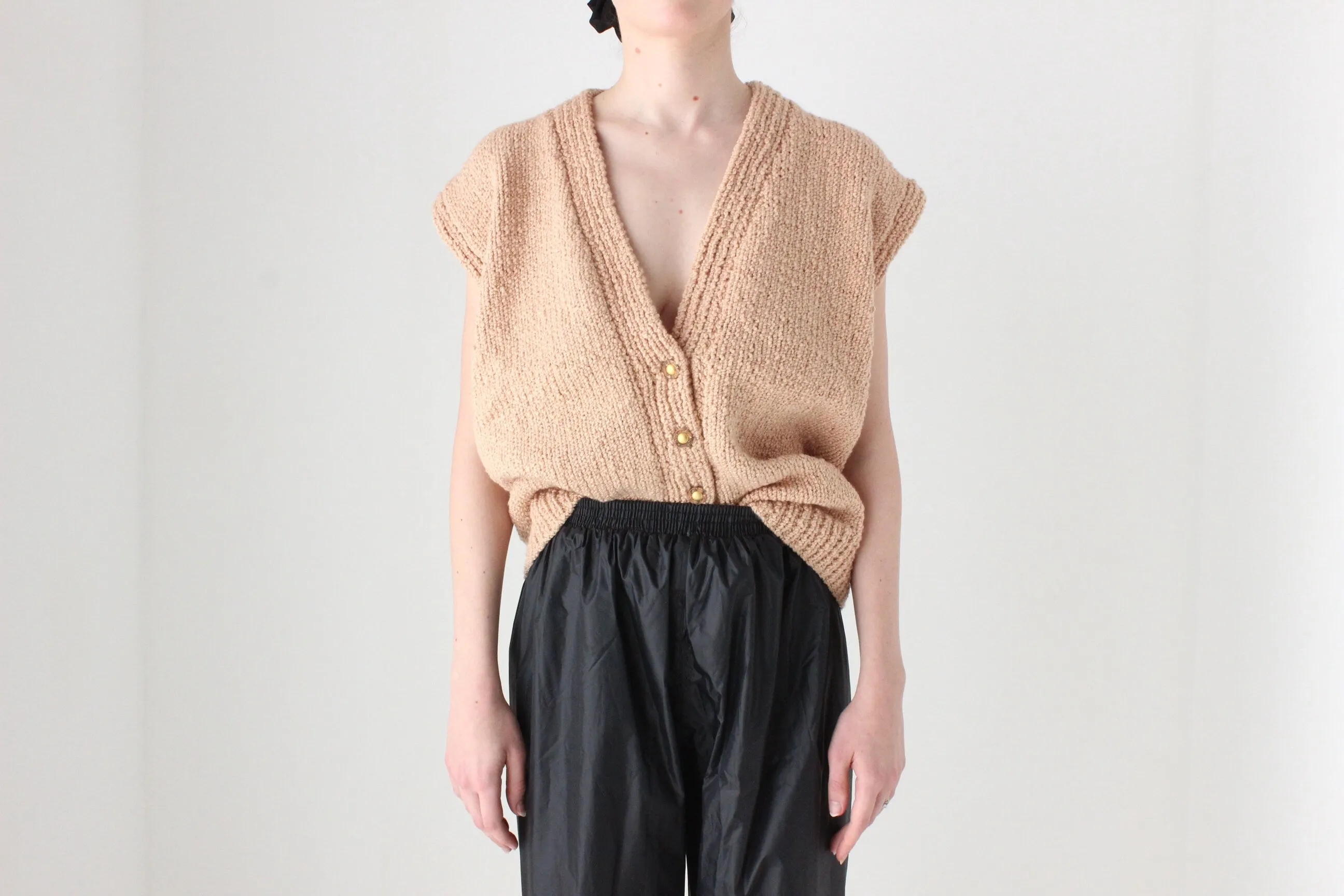 BALLETCORE 80s Hand Knit Oversized Sweater Vest