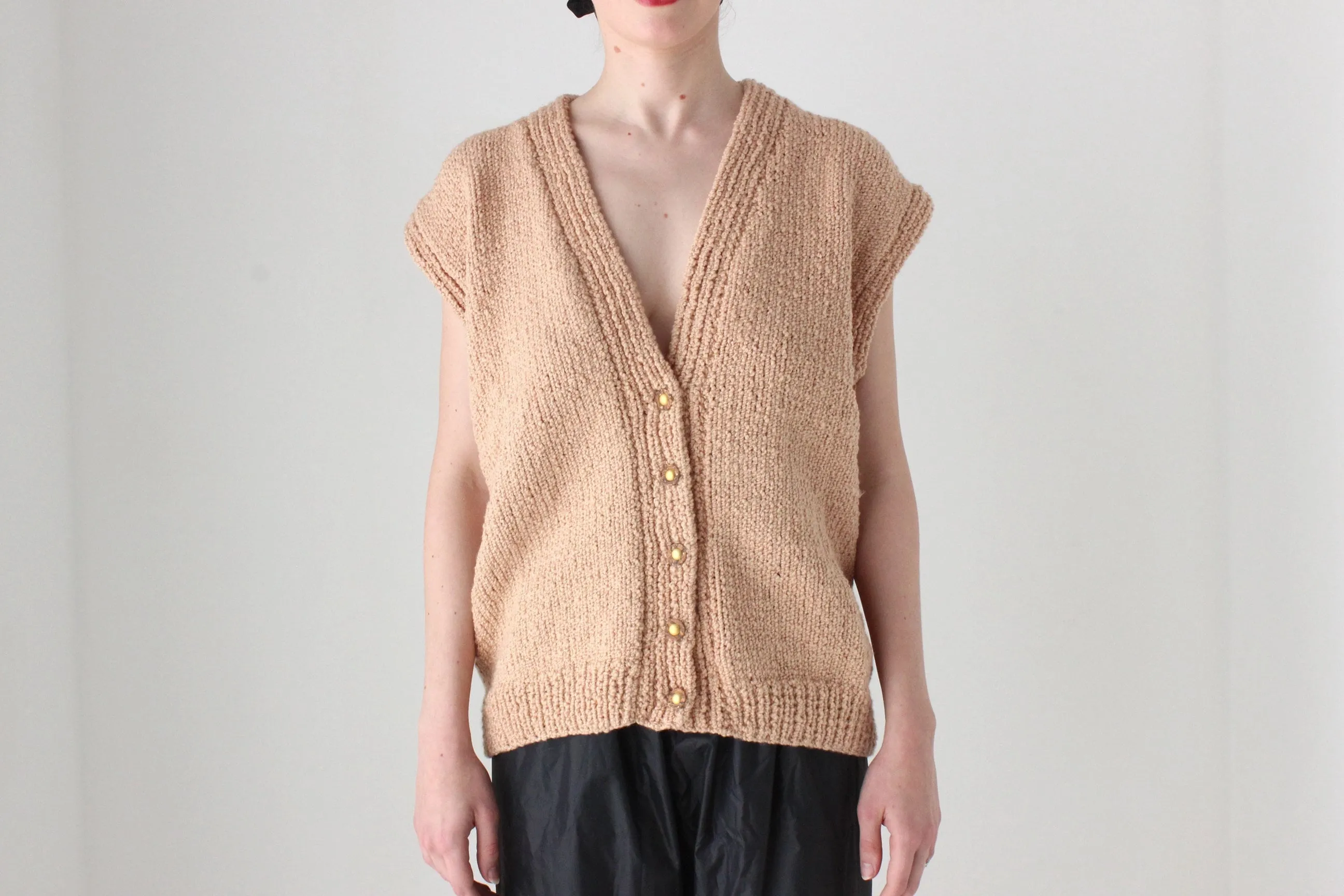 BALLETCORE 80s Hand Knit Oversized Sweater Vest