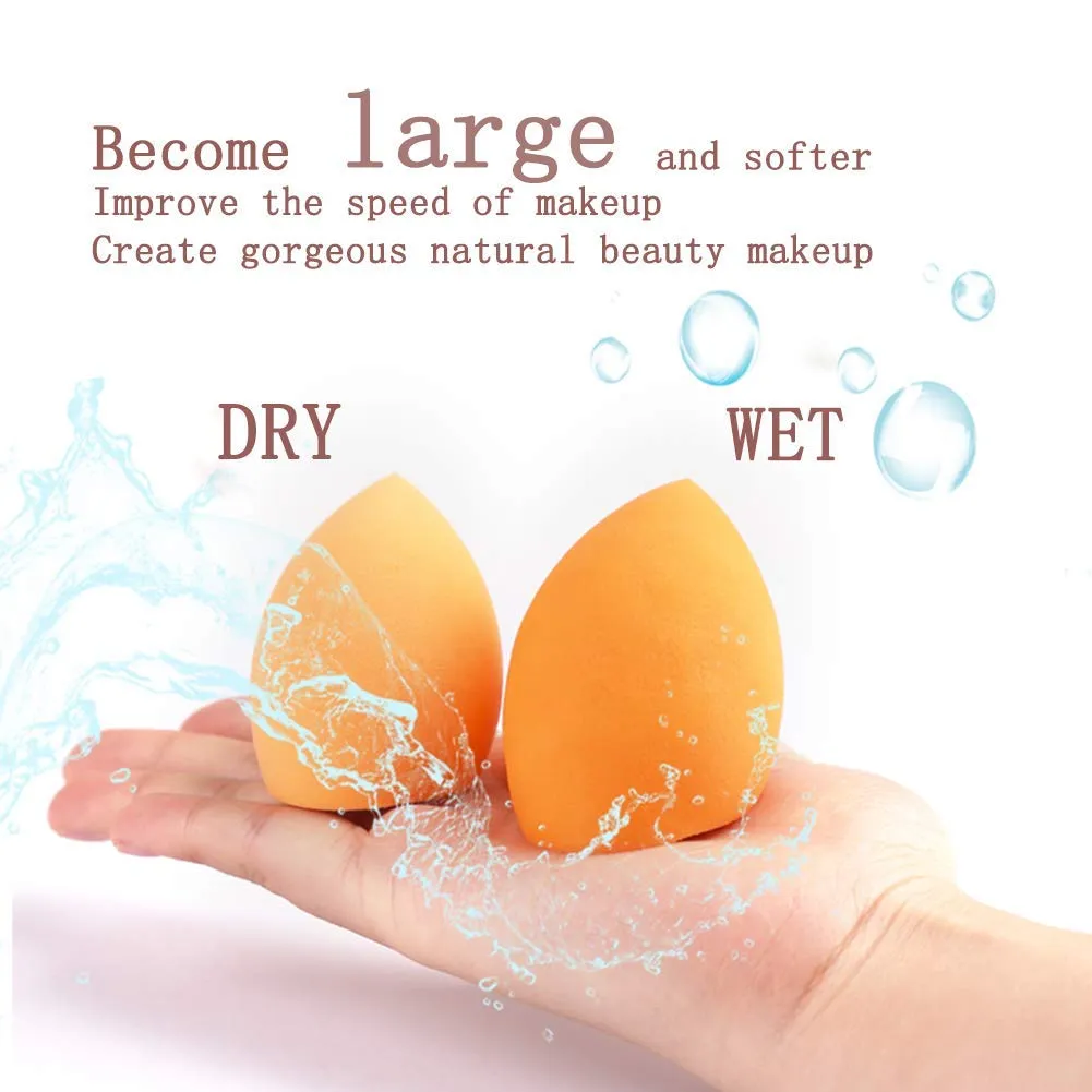 Beauty Sponge Makeup Blender(6 Pcs) Makeup Sponge Blender Beauty Set Flawless Application for Liquids,Concealer,Cream,Powder   Lip Scrub Brush(1 Pcs) for Smoother and Fuller Lip Appearance Orange