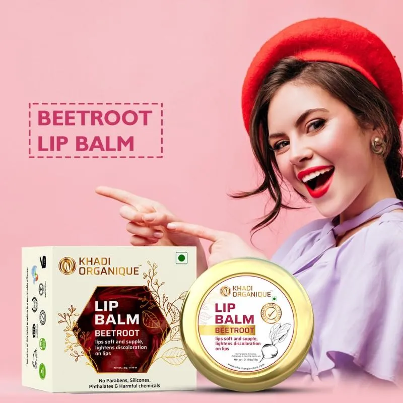 Khadi Organique Beetroot Lip Balm For Dry Damaged And Chapped Lips - 5GM