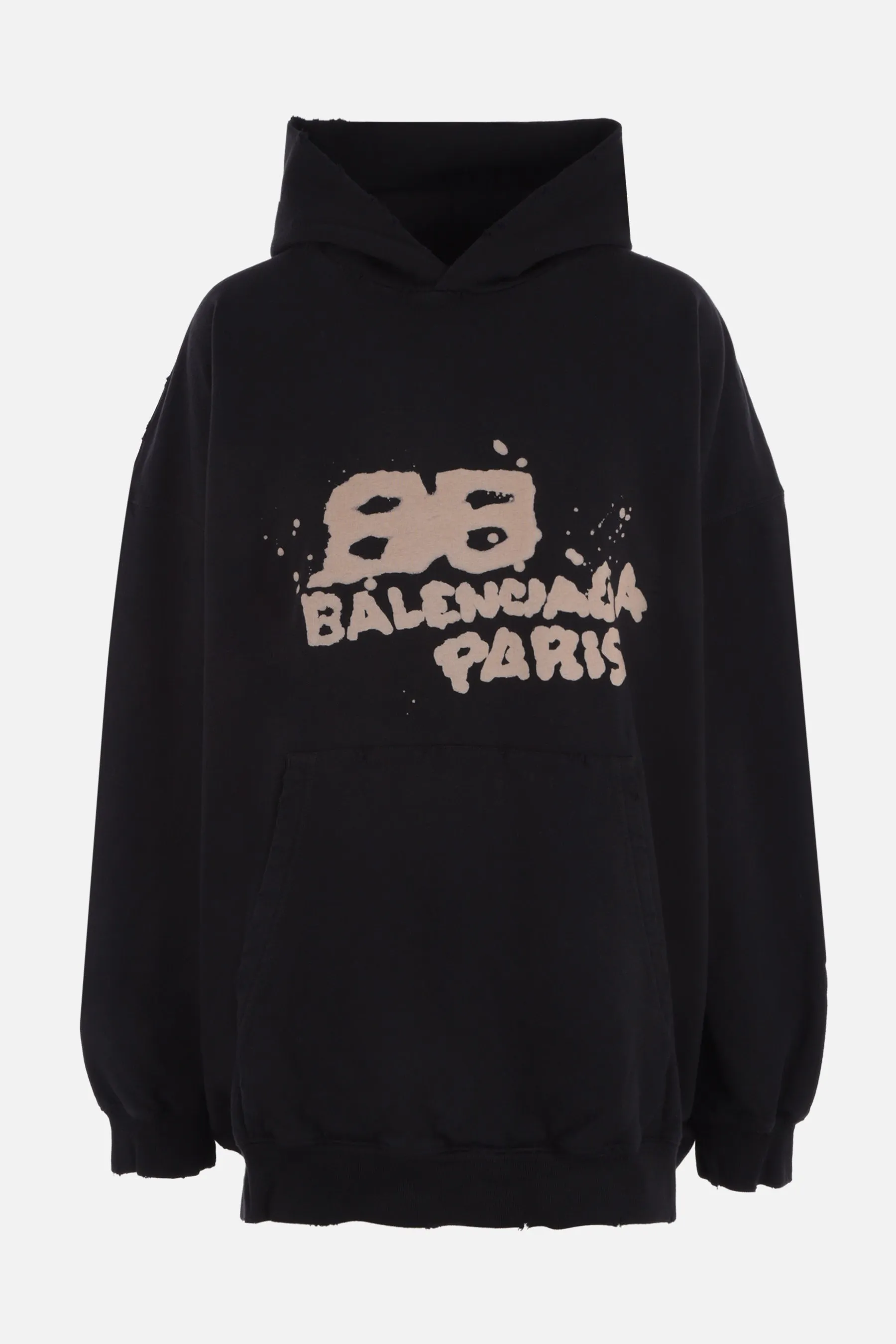 logo print oversized jersey hoodie