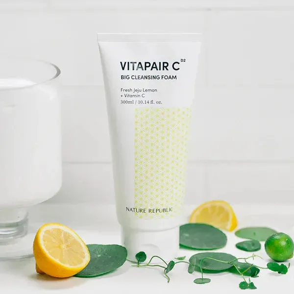 NATURE REPUBLIC Vitapair C Big Cleansing Foam Fresh Jeju Lemon   Vitamin C غسول البشرة بالفيتامين سي