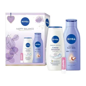 Nivea - (3-piece set) Happy Balance Care Gift Set with Creme Sensitive Care Shower / Soft Milk incl. Labello Lip Care