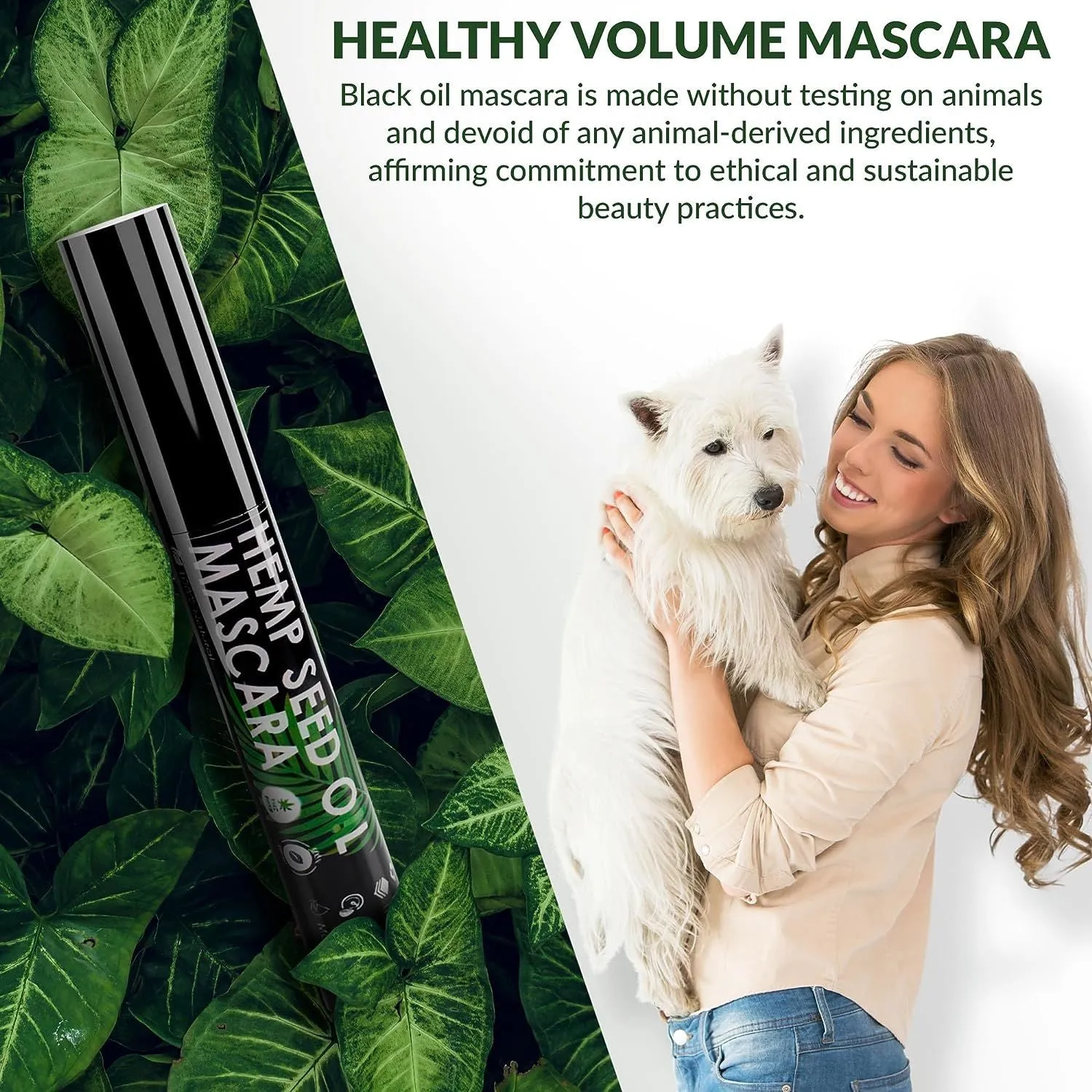 Organic Vegan Mascara Black. 0.25 Oz Hemp Seed Oil Natural Mascara. Waterproof Organic Mascara for Sensitive Eyes with Vitamin E. Cruelty Free Organic Hypoallergenic Mascara Sensitive Eyes