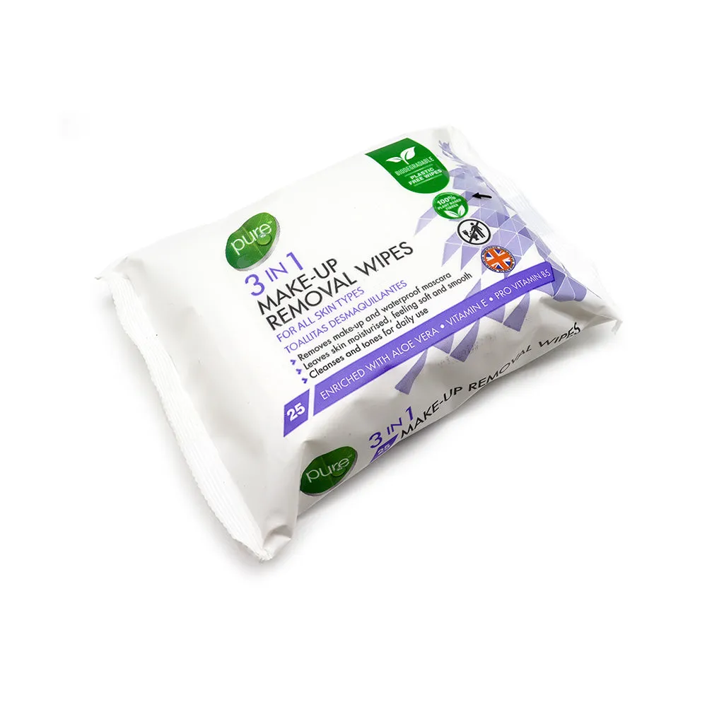 Pure 3In1 Wipes Make-up Remover Wipes 25pk