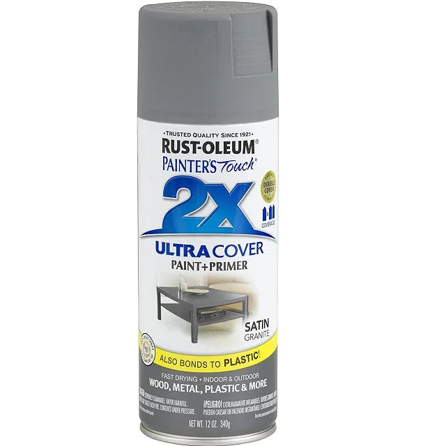 Rust-Oleum Painter's Touch 2X Ultra Cover Satin Granite Paint Primer Spray Paint 12 oz