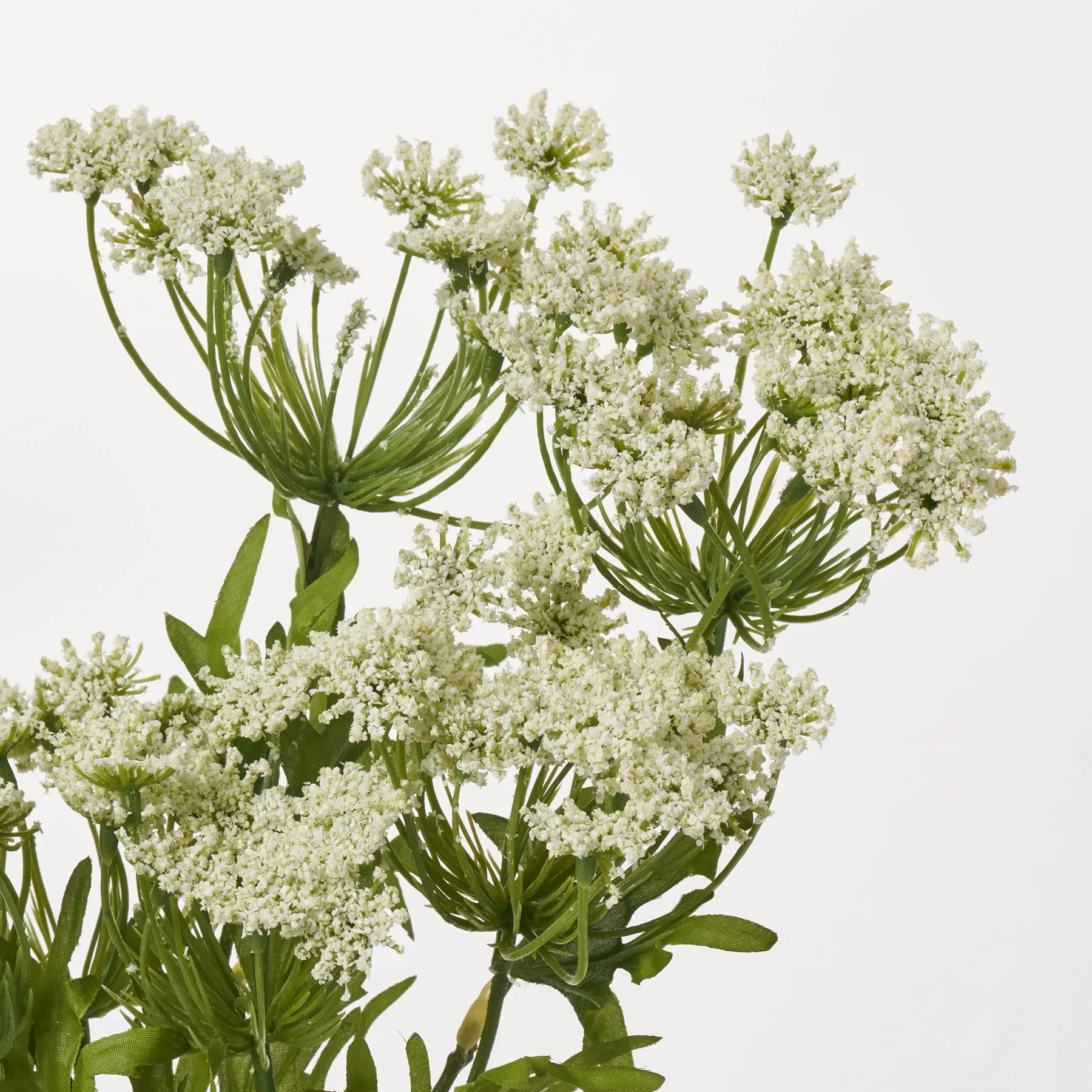 White Queen Anne's Lace Bush Faux Floral Stem Bouquet - 18"