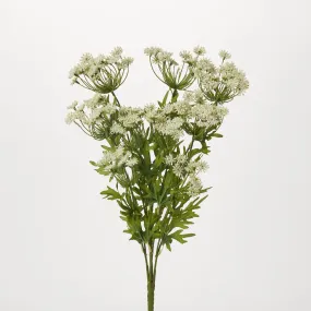 White Queen Anne's Lace Bush Faux Floral Stem Bouquet - 18"